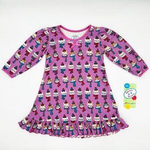 NWT Sara’s Prints Girls Nightgown • Cats With Hats And Scarves • Size 2T (Tag 2)